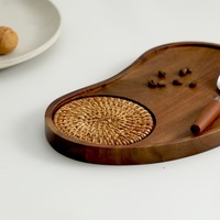 Plateau à café en bois, plateau de service pour le petit-déjeuner, plateau de service pour l'hôtellerie, vaisselle à café, vaisselle à thé, décoration de table, accessoires de décoration