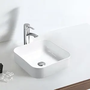 热卖柜台洗手盆独立式洗手盆白色矩形浴室水槽