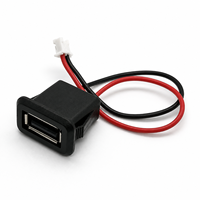 Connecteur de charge USB 2.0 femelle 2/4 broches avec câble PH, bornes électriques et fil de soudure pour prise de chargeur USB