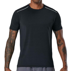 T-shirt de sport pour homme, coupe musclée, 88% polyester, 12% élasthanne, respirant, compression, <span class=keywords><strong>anti</strong></span>-transpiration, jacquard, pour la salle de sport et l'entraînement - Product Image 4