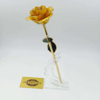 Rose véritable plaquée or 24 carats avec support en acrylique, certificat, rose naturelle préservée, fleur colorée, cadeau pour un anniversaire de mariage
