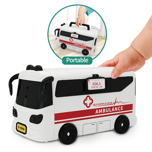 Ensemble de maison de jeu DIY pour enfants avec des poupées infirmière lapin et médecin koala, jouet bus ambulance en plastique durable - Product Image 2