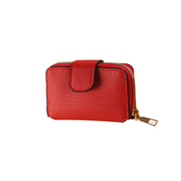 Dompet Wanita Pendek dengan Resleting, Cermin Rias, Tempat Kartu Multi-Fungsi, Tahan Air, Bahan PU, Laris Manis