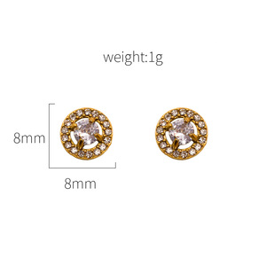 Stud Earrings Circle Geometric Bezel Setting Gold Steel Women's Fashion Jewelry - Product Image 4