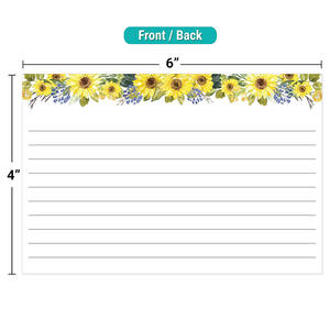 定制白色横纹记事卡双面厚重型卡片纸可爱漂亮太阳花索引卡 - Product Image 2