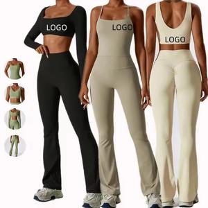 Set di canotte da palestra a manica <span class=keywords><strong>lunga</strong></span> con Logo personalizzato traspirante da donna - Product Image 1