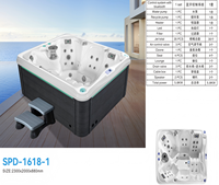 Spa de luxe pour jardin, bain à remous pour 4 personnes, bain à remous en acrylique avec haut-parleur Bluetooth, chauffage à l'ozone, lumière LED