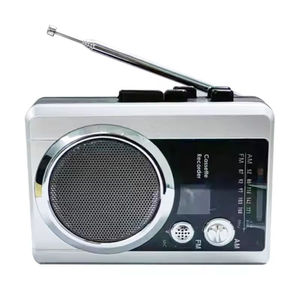 เครื่องเล่นวิทยุพกพา AM FM พร้อมเครื่องบันทึกเสียงแบบคาสเซ็ตต์ มีลำโพงและไมโครโฟนในตัวสำหรับบันทึกและเล่นซ้ำ - Product Image 1