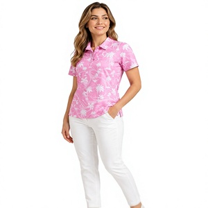 Camisa Polo con Estampado Floral Rosa para Mujer, Manga Corta, Cuello con Botones, Ligera, Verano, Golf, Informal, Proveedor Mayorista Personalizado - Product Image 3