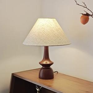 Lampe de table en bois massif de style vintage, style wabi-sabi, nouveau style chinois rétro, couleur foncée, tempérament silencieux, lampe de bureau - Product Image 2