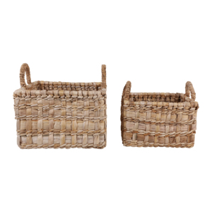 Cesto portaoggetti in vimini intrecciato con manici per l'organizzazione degli scaffali, cesti decorativi in vimini per uso domestico - Product Image 1