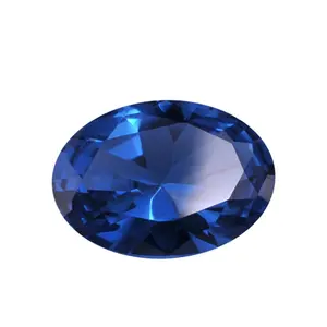 Popular oval synthetic sapphire blue stone, low sapphire price per carat