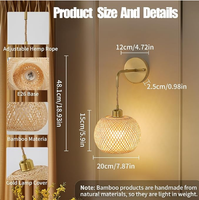 Lámparas de Pared a Pilas con Control Remoto, Lámparas de Pared de Ratán Boho Recargables, Iluminación Inalámbrica para Dormitorio o Casa de Campo