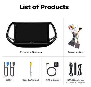 Lecteur multimédia de voiture 10,1 pouces pour Jeep Compass 2 <span class=keywords><strong>MP</strong></span> 2017 2018 2019, CarPlay sans fil, Android Auto, Wifi, BT - Product Image 3
