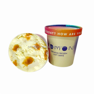 Envase de helado de <span class=keywords><strong>pistacho</strong></span> 100mL y 200ml Tina congelada con impresión de lámina dorada Logotipo personalizado Capa de pintura PE Incluye tapas Cucharas - Product Image 4