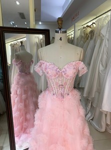 Hot Sale Customizable Plus <strong>Size</strong> Pink Off the Shoulder <strong>Sequin</strong> Tulle Princess <strong>Dress</strong> Graduation Party <strong>Dress</strong> Evening <strong>Dress</strong> - Product Image 3