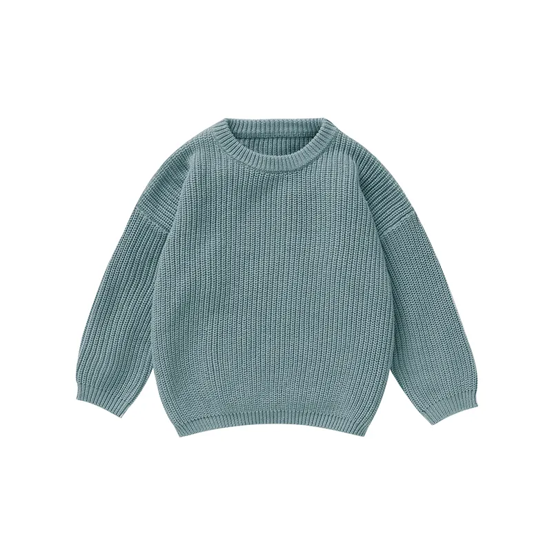 Sweter rajut bayi baru lahir, baju pullover bayi lengan panjang polos, sweter rajut