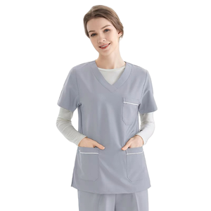 <span class=keywords><strong>Chaleco</strong></span> personalizado sin mangas con cuello en V y aberturas laterales, conjuntos de uniformes médicos de enfermería para mujeres, proveedor de uniformes hospitalarios - Product Image 5