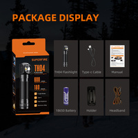 Mini lampe torche étanche IP44, lampe frontale à cinq modes, LED rechargeable TH04, lampe torche EDC