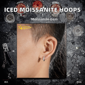 Pendientes de Aro de Plata de Ley 925 Chapados en Oro con Diamantes VVS y Moissanita, Joyería Iced Out - Product Image 2