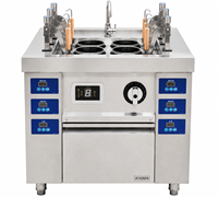 Cuiseur à nouilles commercial à induction en acier inoxydable à 6 trous, 8 kW, avec minuterie programmable, pour chaînes de restauration rapide, bouilloire à pâtes, Plug-and-Play
