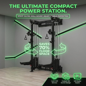 VIGFIT - Soporte de Pared Ajustable para Sentadillas, Equipo de Gimnasio Comercial, para Entrenamiento Funcional y Levantamiento de Pesas, con Cable y Pesas - Product Image 2