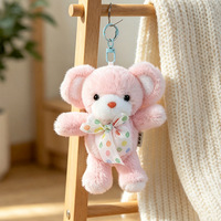 Porte-clés ours en peluche mignon et coloré, pendentif ours en peluche doux avec nœud à pois, breloque de sac, cadeau pour enfants, personnalisable