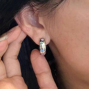 Boucles d'oreilles Wenchi S925 en argent pur pour femme, modèle été, avec zircon étoilé coloré, élégantes boucles d'oreilles en cristal, modèle 22017 - Product Image 3