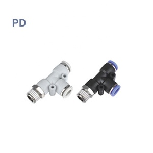 APD Side Threaded Tee 3 Way Brass Plastic Nickel Plating On Tube High Quality One Touch Pneumatic Fitting