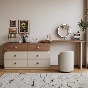 Moderna e Resistente Toeletta in Legno Massello con Luce LED Rimovibile, Cassetti Portaoggetti e Specchio, Ecologica per Camera da Letto e Appartamento - Product Image 2