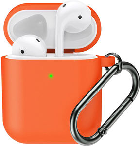 Étui <span class=keywords><strong>Airpods</strong></span> 1/2 en Silicone souple, design fluide, avec mousqueton, coque avec crochet - Product Image 1