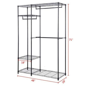 Organiseur de placard portable en acier Db avec 5 niveaux de rangement pour vêtements, design minimaliste noir pour placards et organisation de la maison - Product Image 4