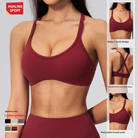 Kostengünstiger Nylon-Spandex Sport-BH mit Überkreuz-Rücken-Design für Pilates, Joggen, Tennis und Multisport-Aktivitäten