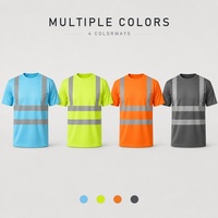 T-shirt de travail à manches courtes à séchage rapide avec bande réfléchissante pour hommes, chemise de sécurité pour les équipes de travail en extérieur