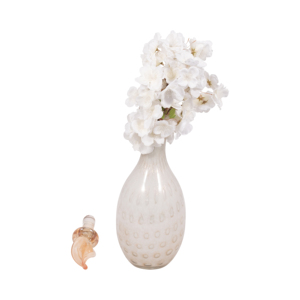 Teardrop Glass <b>Vase</b> With Leaf Topper Sculptural Decor For Home Bedroom Office Table - Product Image 2