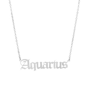 Acero inoxidable antiguo inglés fuente plata impermeable deslustre horóscopo libre tedoce Zodiaco nombre cadena collar joyería Mujer - Product Image 2