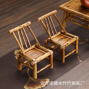Bamboo Square Table Miniature <b>Retro</b> Decorative Collectible Desktop Ornament - Product Image 5