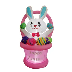 Sıcak satış 5Ft yaratıcı yumurta ve sepet hediye ev partisi süslemeleri tavşan inşa Led şişme beyaz Bunny paskalya için açık