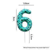 Bougies d'anniversaire numérotées à motif écossais vert 2026, thème jeu Minecraft, décorations de gâteau 0-9, prix de gros usine