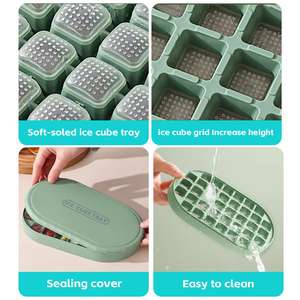 Plastic Ice <b>Cube</b> Tray with Lid Bin 72-<b>Cube</b> Mold Stackable Freezer-Safe Design Easy-Release Silicone Bottom Portable Sustainable - Product Image 3
