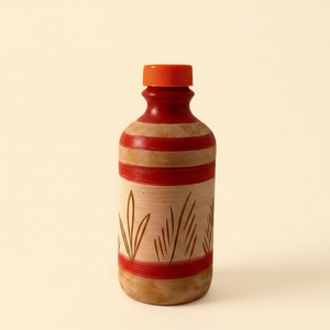 Bouteille d'eau en argile naturelle faite à la main pour boire de l'eau, bouteille en terre cuite traditionnelle réutilisable, bouteille d'eau en argile pour la maison et la cuisine - Product Image 1