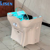 Kisen cheveux noirs tête de lavage thérapie vapeur SPA pas de plomberie Portable shampooing bassin évier pour beauté lit salon meubles utilisation