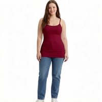 Débardeur Cami Écologique Grande Taille pour Femme, Col U, Bretelles Fines, Doux, Extensible, Coupe Ajustée, Longueur Standard, Respirant, Décontracté, à Porter Devant
