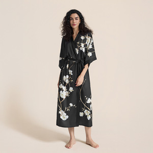 Camisones de satén Yaoting de poliéster para mujer, <span class=keywords><strong>talla</strong></span> <span class=keywords><strong>grande</strong></span>, de verano, con cuello caído, manga tres cuartos, ligeros y largos - Product Image 3