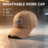 Casquette de baseball respirante personnalisée avec logo d'entreprise brodé et perforations laser pour le personnel d'usine et la promotion commerciale