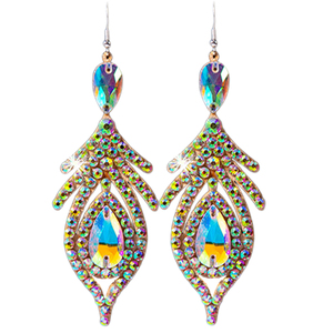 Pendientes de joyería colgantes de diamantes de imitación de 2 lados huecos ultraligeros exquisitos para mujer adornos de ropa de actuación de danza del vientre - Product Image 1