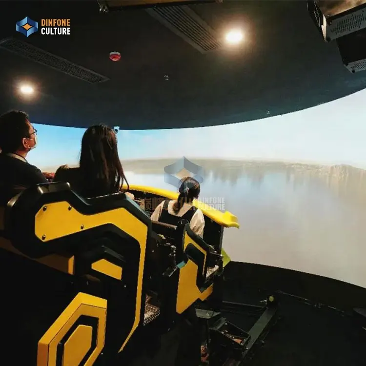 Simulator gerak 7D sistem teater bioskop rel mesin bioskop terbang 5D 7D 9D Roller Coaster mobil bergulir layar 360 derajat