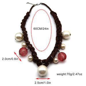 Big Pearl Clothing Necklace Fancy <strong>Costume</strong> Necklace No Fade No rust Jewelry Weave Handmade <strong>Jewellery</strong> - Product Image 6