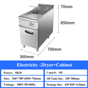 Thương mại thiết bị nhà bếp 9KW 380V tủ điện nồi chiên sâu đơn/đôi Tank pháp khoai tây chiên gà <span class=keywords><strong>Fryer</strong></span> cho nhà hàng - Product Image 3