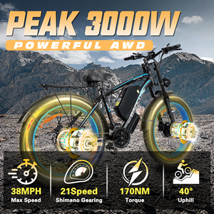 Vélo <span class=keywords><strong>électrique</strong></span> DP-2602 PRO 3000W à double moteur, vélo de neige, batterie au lithium 52V 32Ah, double suspension, 50 km/h - Product Image 2